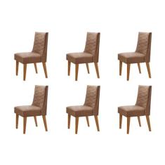 Conjunto Com 6 Cadeiras Safira Rufato, Imbuia/Animale Chocolate