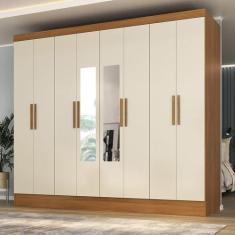 Guarda-roupa Casal 100% MDF com Espelho 8 Portas 4 Gavetas Jatobá Yesc