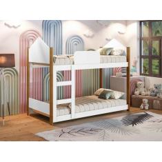 Beliche Infantil Magia Branco Grenat com Colchões - Gabrielli Móveis