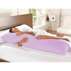 Travesseiro De Corpo Com Fronha Mega 100% Algodão Lilás - CasaHome