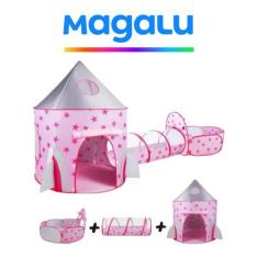 Barraca Infantil Toca Túnel Foguete Tent Menina e Menino, Rosa