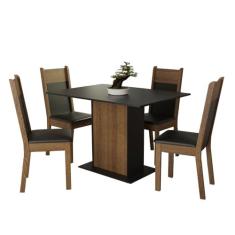 Conjunto Sala de Jantar Madesa Sheila Mesa Tampo de Madeira com 4 Cadeiras - Rustic/Preto