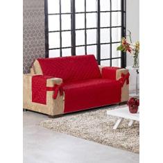 Capa Protetora De Sofá Com Porta Controle E Laço Vermelho - Beatriz En