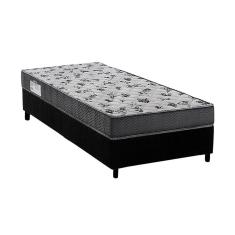 Cama Box Solteiro: Colchão Anatômico Ortobom D33/Ep Fort Tech Iso 100 + Base Crc Suede Black(88X188)