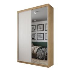 Guarda-Roupa Solteiro com 1 Espelho Lugano 2 Portas 2 Gavetas Carvalho