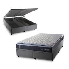 Conjunto Box Baú King Dakota Preto 193x203x64 Espuma D33 - King House