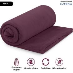 Manta Casal 180x220cm Microfibra Soft Macia Fleece Camesa, ROXO