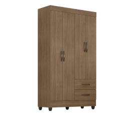 Guarda Roupa Solteiro Sandovalina 4 Portas 2 Gavetas MDP Carvalho Oak Casah