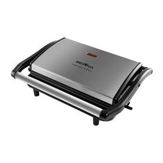 Grill e Sanduicheira Britânia BGR27I Press 2 em 1 Inox com Chapa Antiaderente 850W Preto 220V