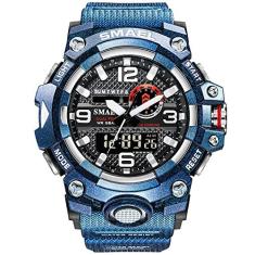 Relógio Esporte Masculino Digital Smael Quartzo 8035 Militar à prova d´água (Azul)