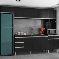 Cozinha Completa Compacta 280cm Madrid Preto - Montanaris Decor