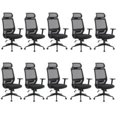 Kit 10 Cadeiras para Escritório Genebra Presidente com Nr17 Preto
