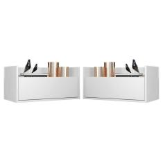 Kit c/ 2 Mesas de Cabeceira 60 cm Suspensa Multimóveis Branca