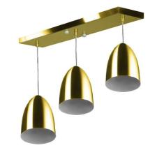 Lustre Pendente Sadan Triplo Base Retangular Dourado - MARRYLUZ