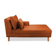 Divã Chaise Jade 1,60 Cm Pés Chanfrado Suede Terracota