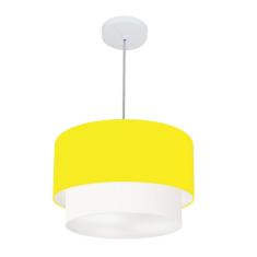 Lustres Pendentes Duplo Cilíndrico Vivare Md-4350 Cúpula em Tecido 45x40cm - Bivolt