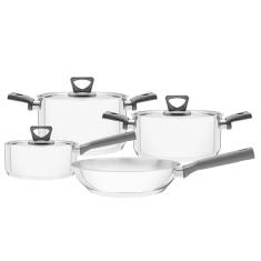 Jogo de Panelas Tramontina Brava Baquelite 4 Pçs Aço Inox Fundo Triplo e Cabos de Baquelite 65180510