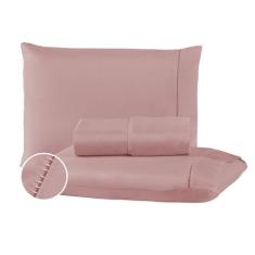 Jogo de Lençol Casal 400 Fios 3 Peças Percal 100% Toque Macio  - Chuva