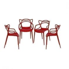 Kit 4 Cadeiras Solna Allegra Vermelho - OR Design