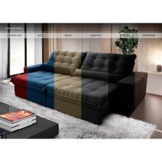 Sofá Retrátil/Reclinável Zurique 3,00m Suede Velut Cinza c/ Molas no Assento - King House