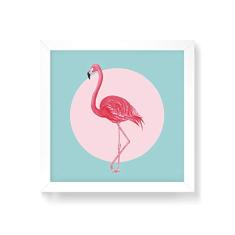 Arte Maníacos Quadro Decorativo Flamingo - 50x50cm (Moldura em laca branca)
