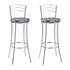 Kit 2 Banquetas Cromadas Bc26-a E507 Cromado/Estampado