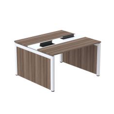 Mesa de Plataforma Dupla para 2 Pessoas Corporativa 130x140/2p Walnut/Branco