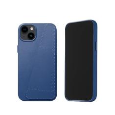 Mujjo Capa carteira de couro para celular - compatível com iPhones 15 Plus e 14 Plus - Capa de couro europeu premium com bolso para cartão - Proteção aprimorada para telefone e câmera - Feita com