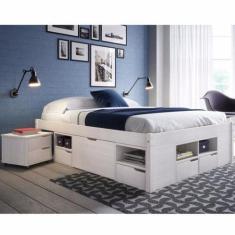 Cama Queen Multifuncional Madeira Maciça 6 Gavetas Charme - Inter Link