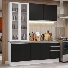 Armário De Cozinha Completa 190cm Glamy Madesa Branco Preto