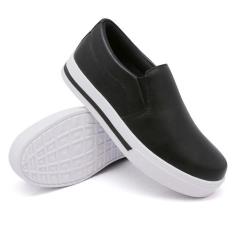 Tenis Slip On Yoyo Store Liso com Elasticos e Sola Alta Reta Detalhe L
