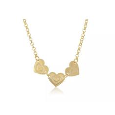 Pulseira com Chapa de Coração Folheado em Ouro 18k - Floratta Joias