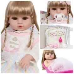 Bebe Reborn Realista Grande 100% Silicone 48cm Banho Barata - Cegonha 