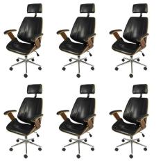 Kit 6 Cadeiras para Escritorio Presidente Bergen 3331 Preto
