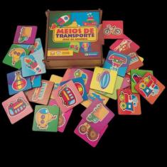 Jogo Da Memória Meios De Transporte 30 Pç Madeira Cx C Tampa - Maninho