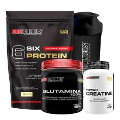 Kit Whey Protein 6 Six Protein 2Kg + Creatina 100g + Glutamina 100% 300g + Coqueteleira - BB-Unissex