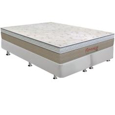 Cama Box King Completa Kit Florença Courano White com Colchão Molas Bonnel Branco Orthoflex