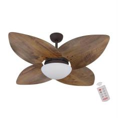 Ventilador de Teto Kovalski Marrom Texturizado 4 Pás Rádica Imbuia 127