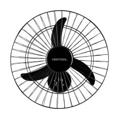 Ventilador de Parede Ventisol New 50cm Com 3 Pás e Inclinação Regulável Preto