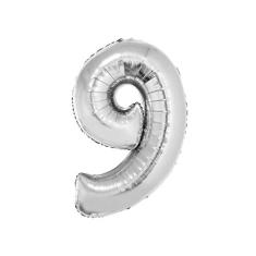 Balão Metalizado Prata Número 9-40cm