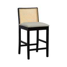 Banqueta Média Pérola Madeira Maciça com Telinha c/ 62cm Altura - Preto