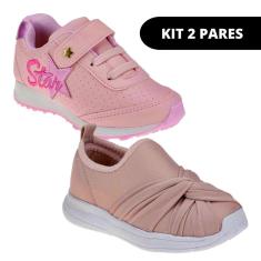 Kit 2 Sapato Tênis Infantil Feminino de Menina Escolar-Feminino