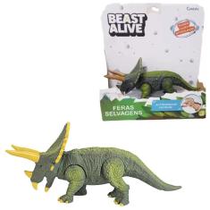 Boneco Beast Alive Feras Selvagens Tricerátops Com Luz E Som Candide Brinquedo Infantil