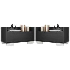 Kit c/ 2 Mesas de Cabeceira 60 cm c/ Pés Quadrados Multimóveis Preta/Branca