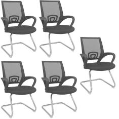 Kit 5 Cadeiras de Escritório Interlocutor Tela Mesh Santiago Preto
