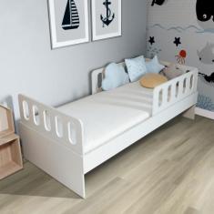 Cama Solteiro Mdf BP com 02 Grades e Cabeceira Megamobilia