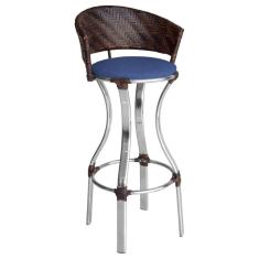 Banqueta Alta Conforto De Alumínio E Fibra Sintética Pedra Ferro/azul