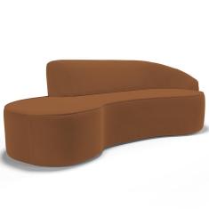 Sofá 3 Lugares Curvo Living Firenze Direito D02 Veludo Telha 230cm C-262 - Lyam