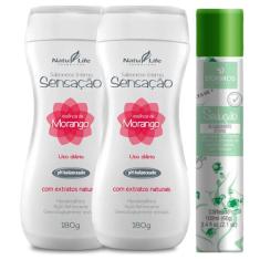 Kit 2 Sabonete Íntimo Líquido Sensação Morango + 1 Desodorante Sedução