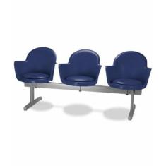 Cadeira em longarina 3 lugares Linha Polipropileno Moon Azul - Design 